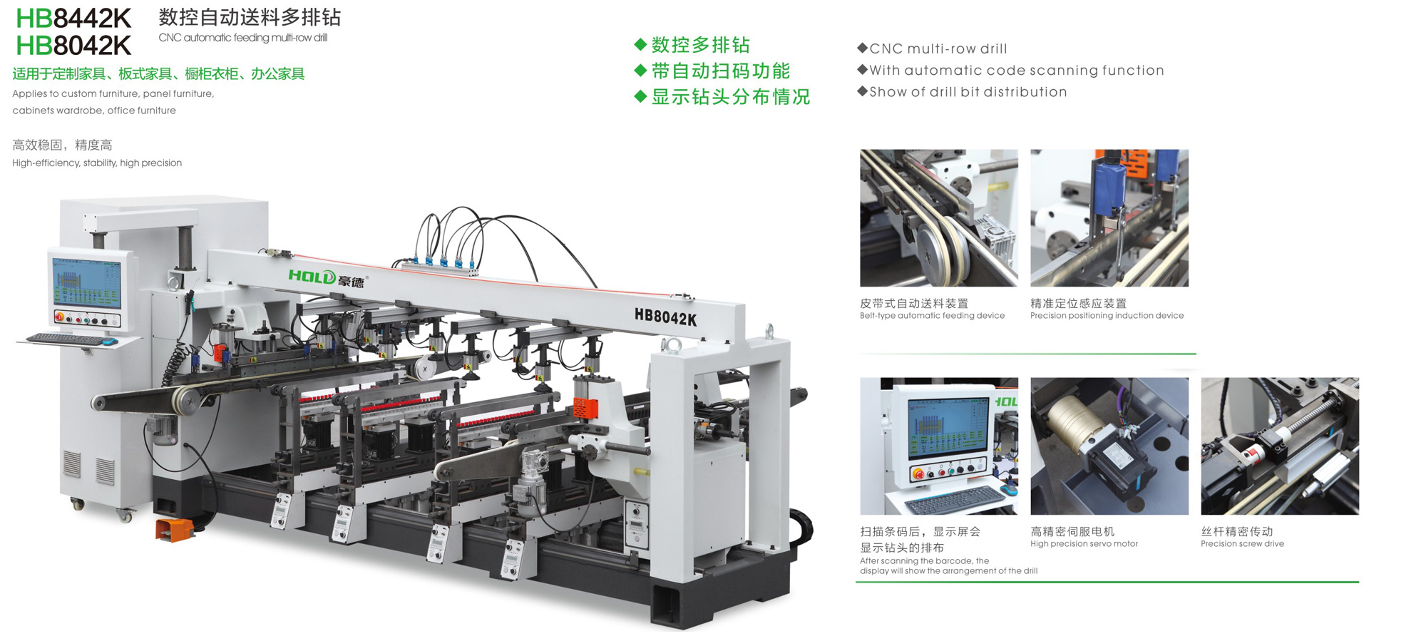 HB8442K/8042K数控自动送料多排钻