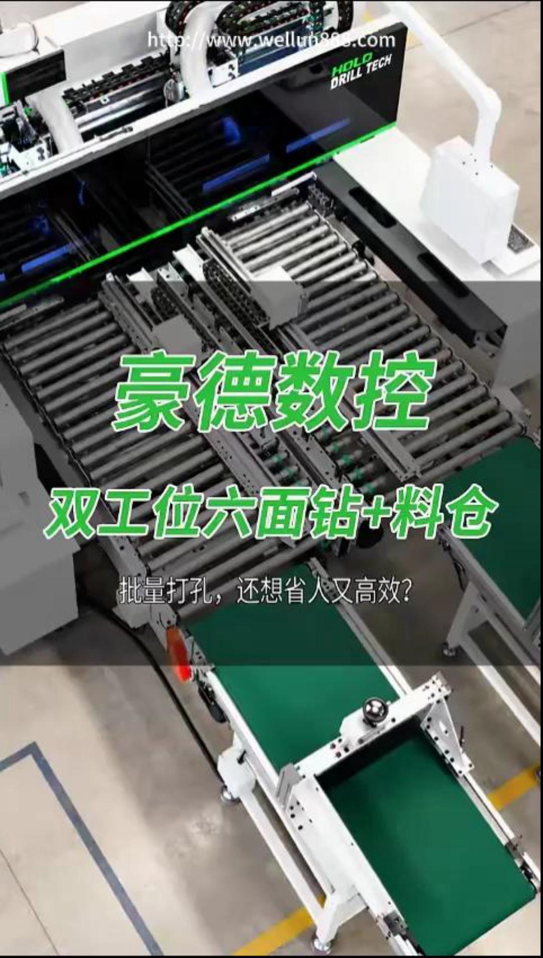 豪德数控双工位六面钻+料仓#華倫機械#华伦科技#wellun